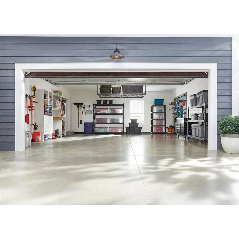 Adjustable Height Garage Overhead Ceiling Storage Rack Black C189714