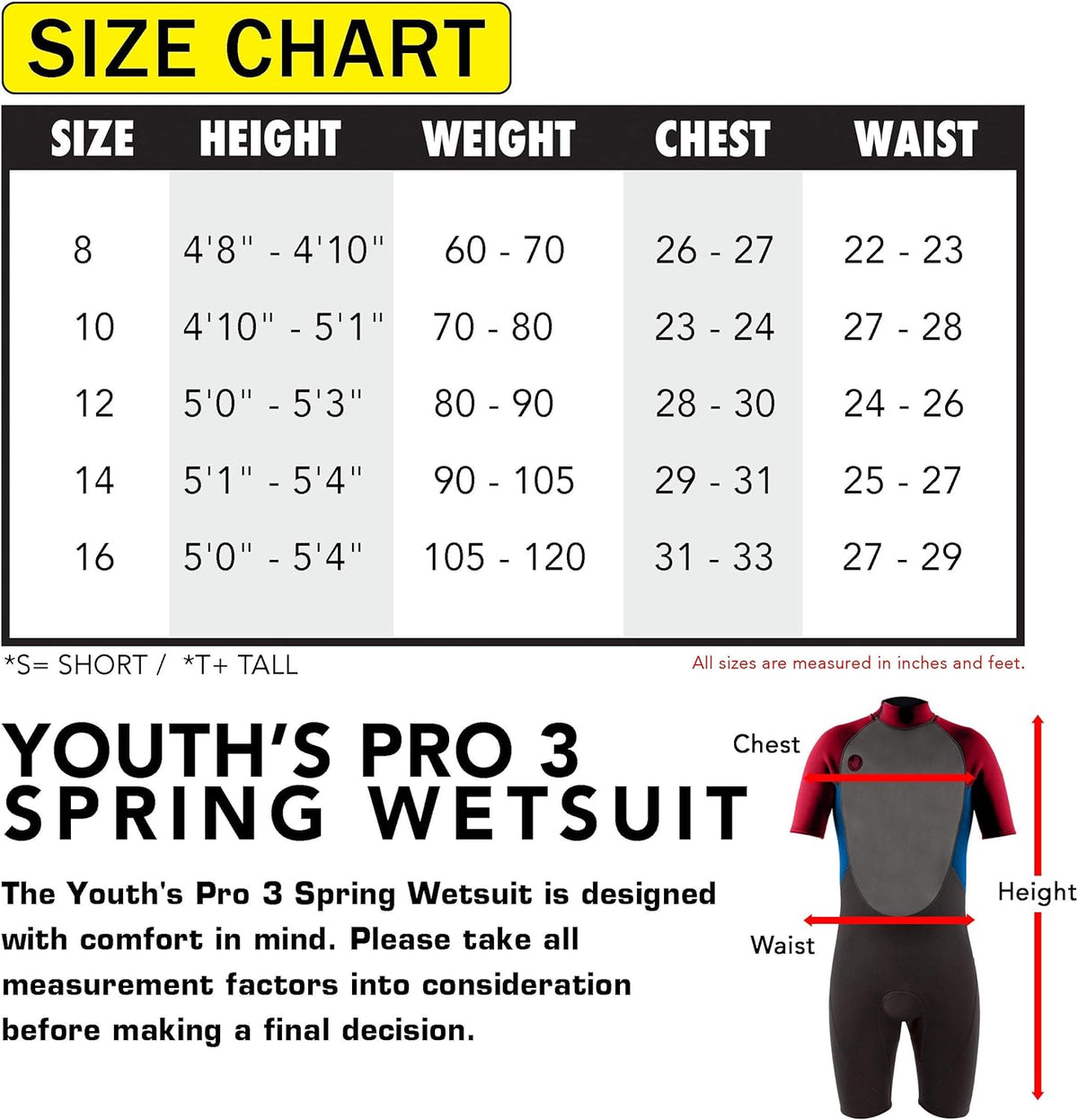 Red Youth Back Zip Short Sleeve Spring Suit Wet Suit C646740