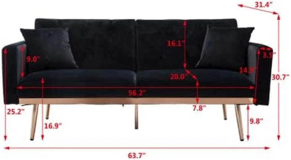 Pink Velvet Convertible Futon Sofa Bed E4246