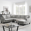 7 Seat Fabric U Shape Sectional Sofa with 3 Pillows Y42782