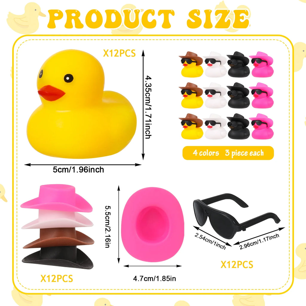 12 Pack Cowboy Rubber Duck with Hat and Sunglasses R4503