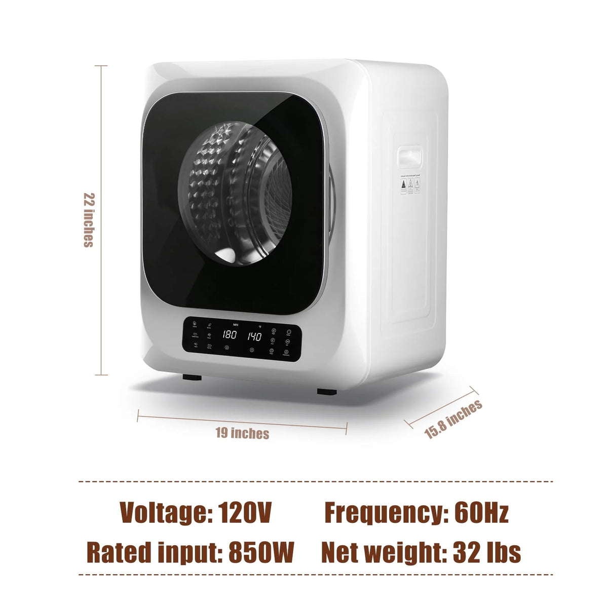 850W 1.6 Cu.ft. Electric Portable Dryer K4527