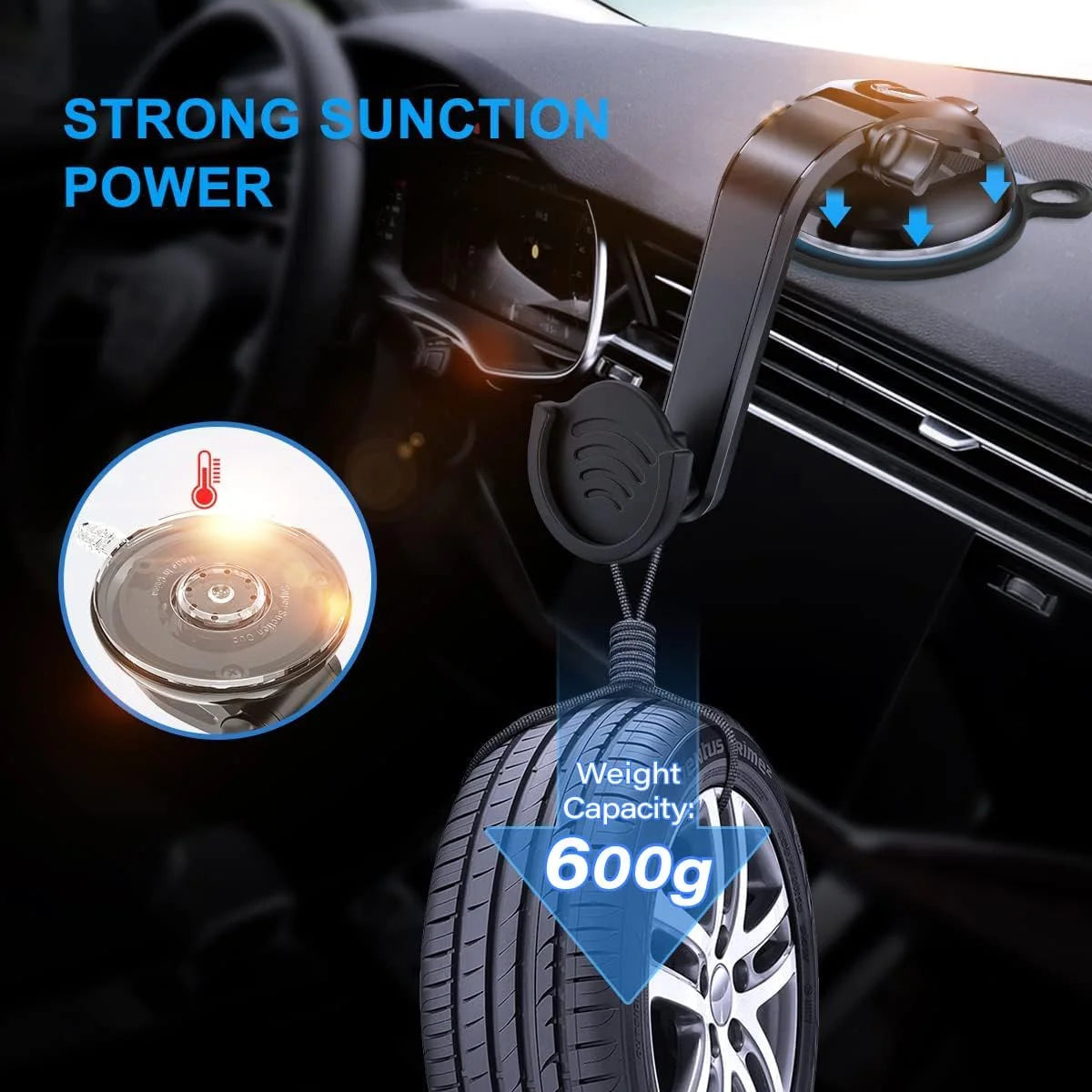 Suction Cup Phone Holder with 360 Rotation - Black Q191