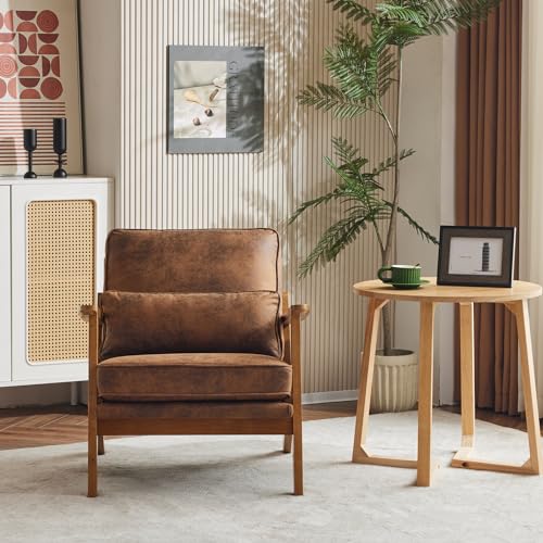 Brown Accent Chair with Lumbar Pillow V4145
