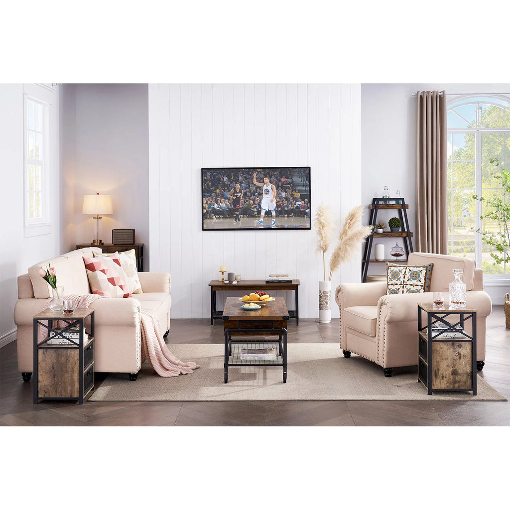 Set of 2 Flip Drawer End Table Grey T24038