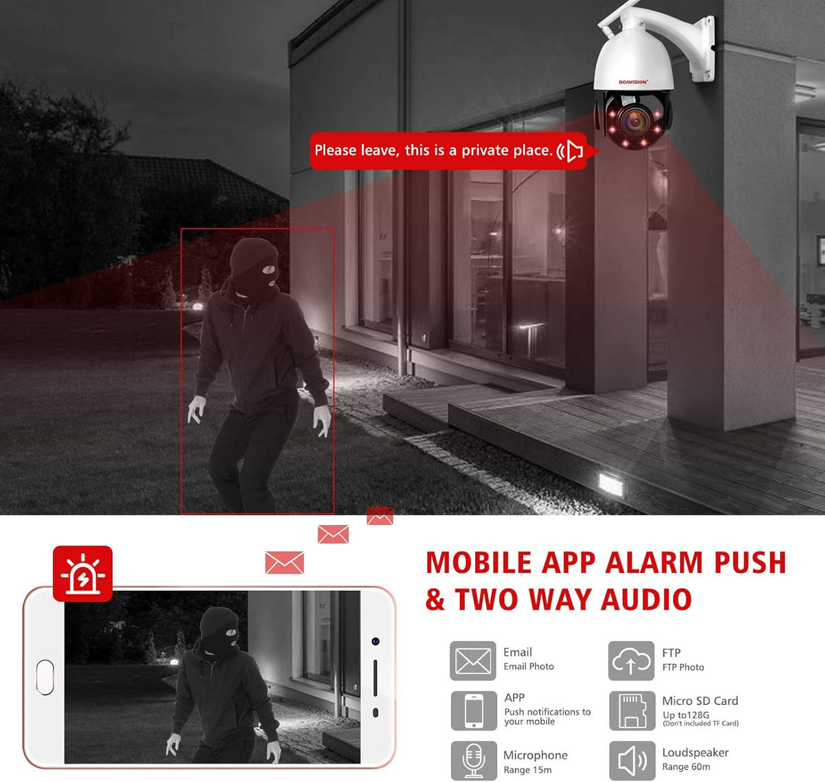 5MP 30X Zoom PTZ Security Camera Outdoor Wireless WiFi POE Surveillance System N4668
