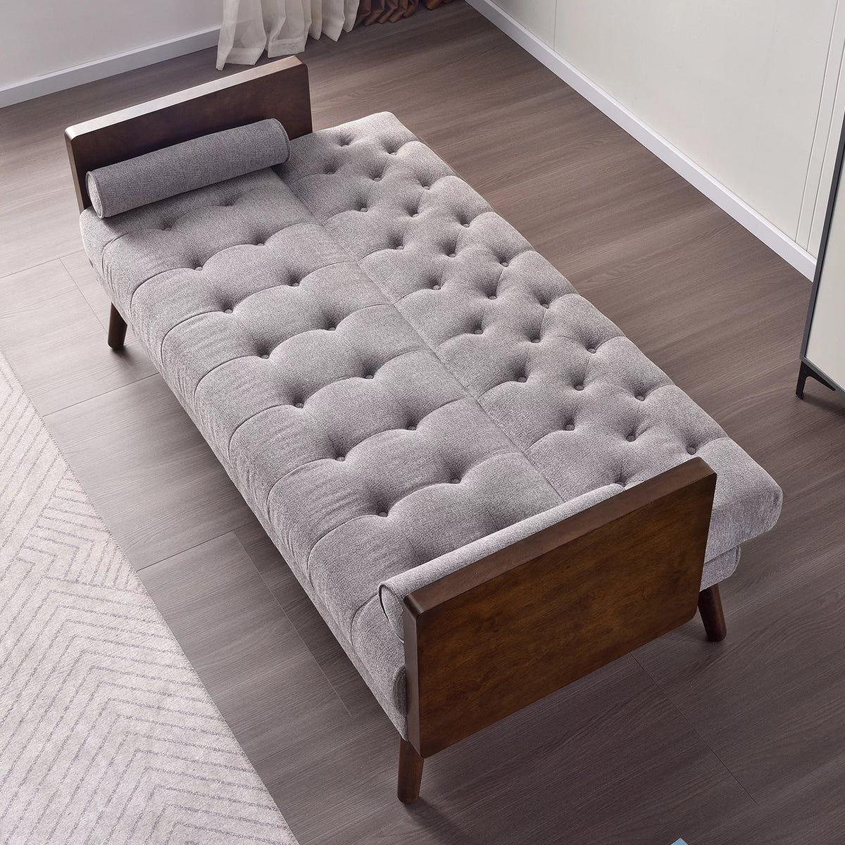 70 inch Grey Chenille Convertible Futon Sofa Bed E10466