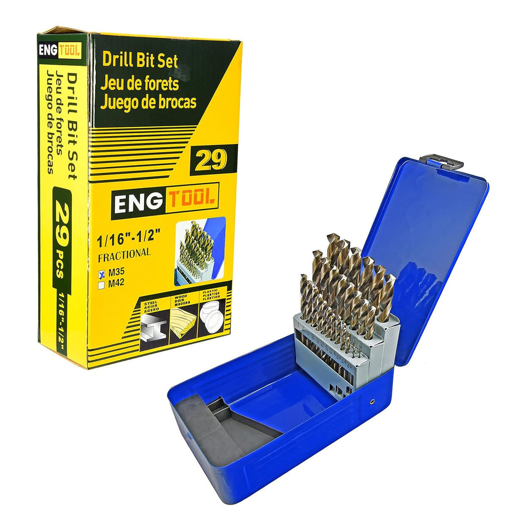 29 Piece Cobalt HSS M35 Twist Drill Bit Set T8597