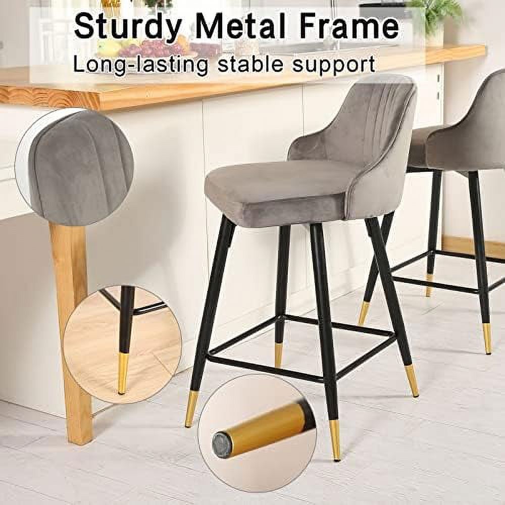Gray Velvet Counter Height Swivel Stools Set of 2 M213256