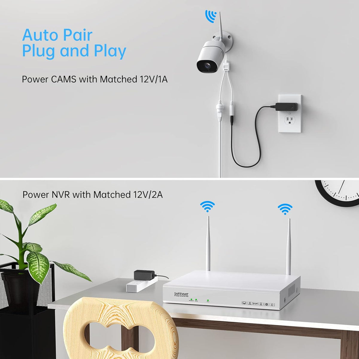 Wireless Security Camera System 2TB Hard Drive 8 Channel NVR 4PCS 3MP Indoor Outdoor IP Cameras with Night Vision Motion Detection W496927