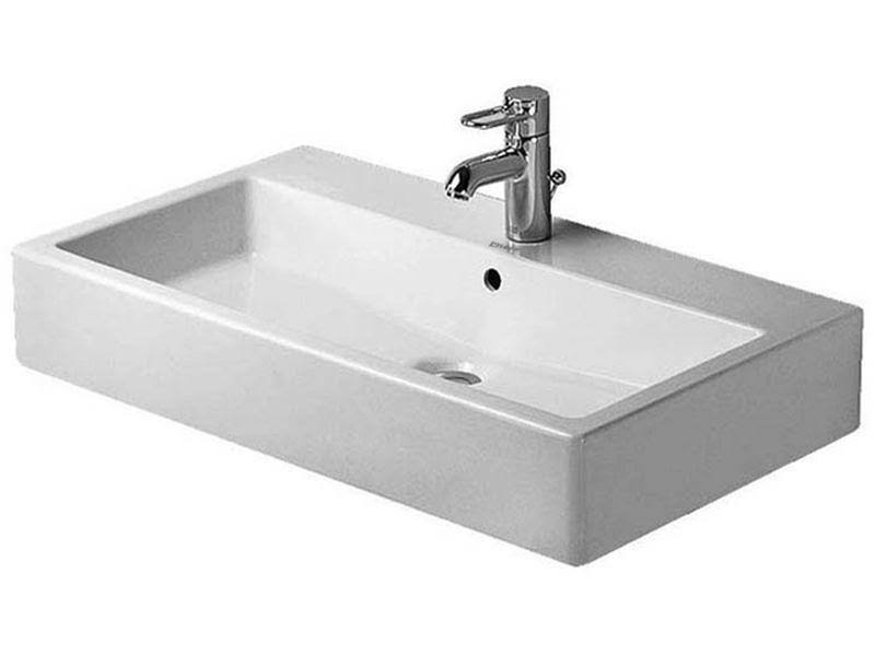 White Bathroom Sink with Overflow C39183