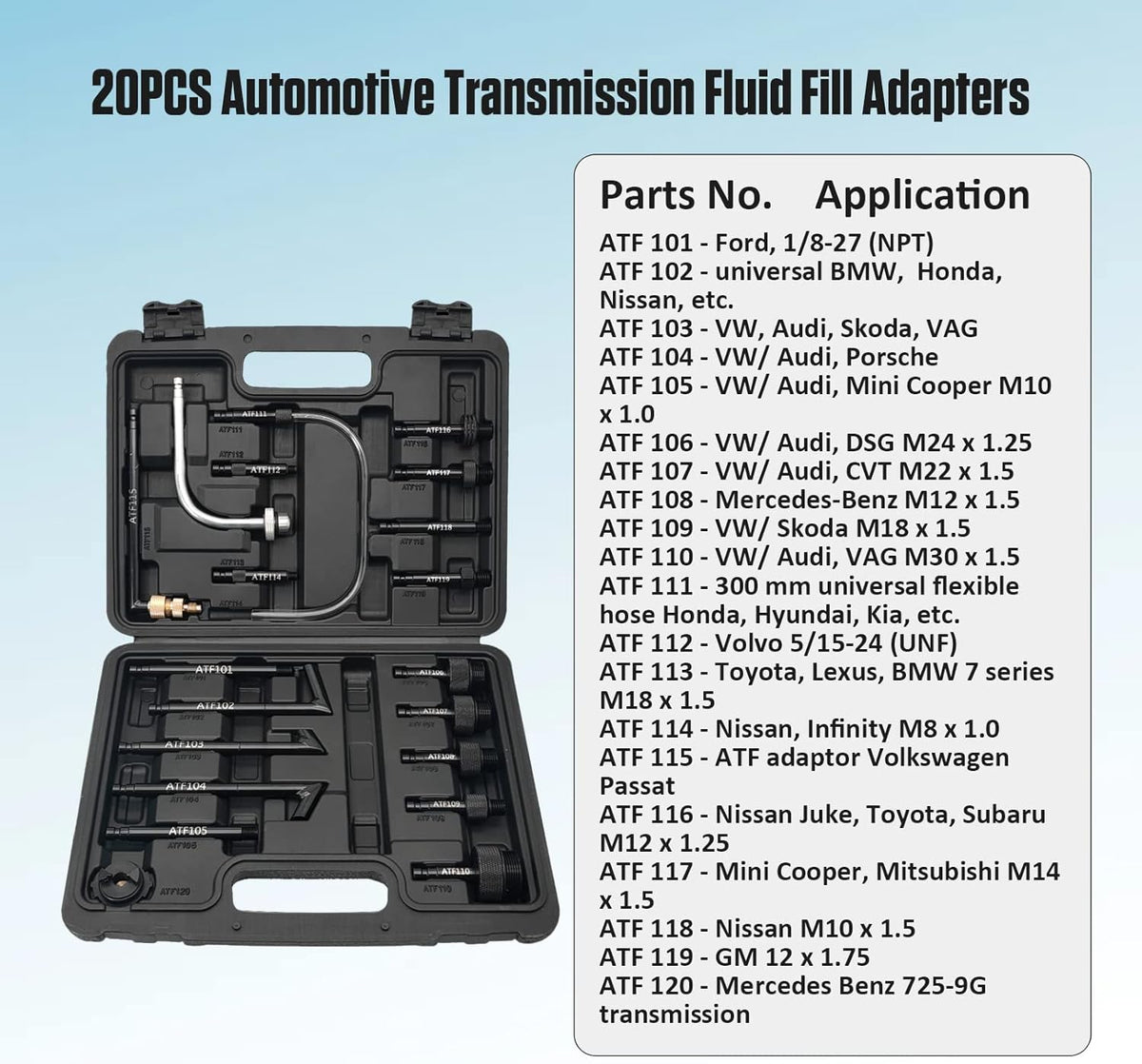 8L Pneumatic Transmission Fluid Pump with 20 PCS Filling Adapters X519