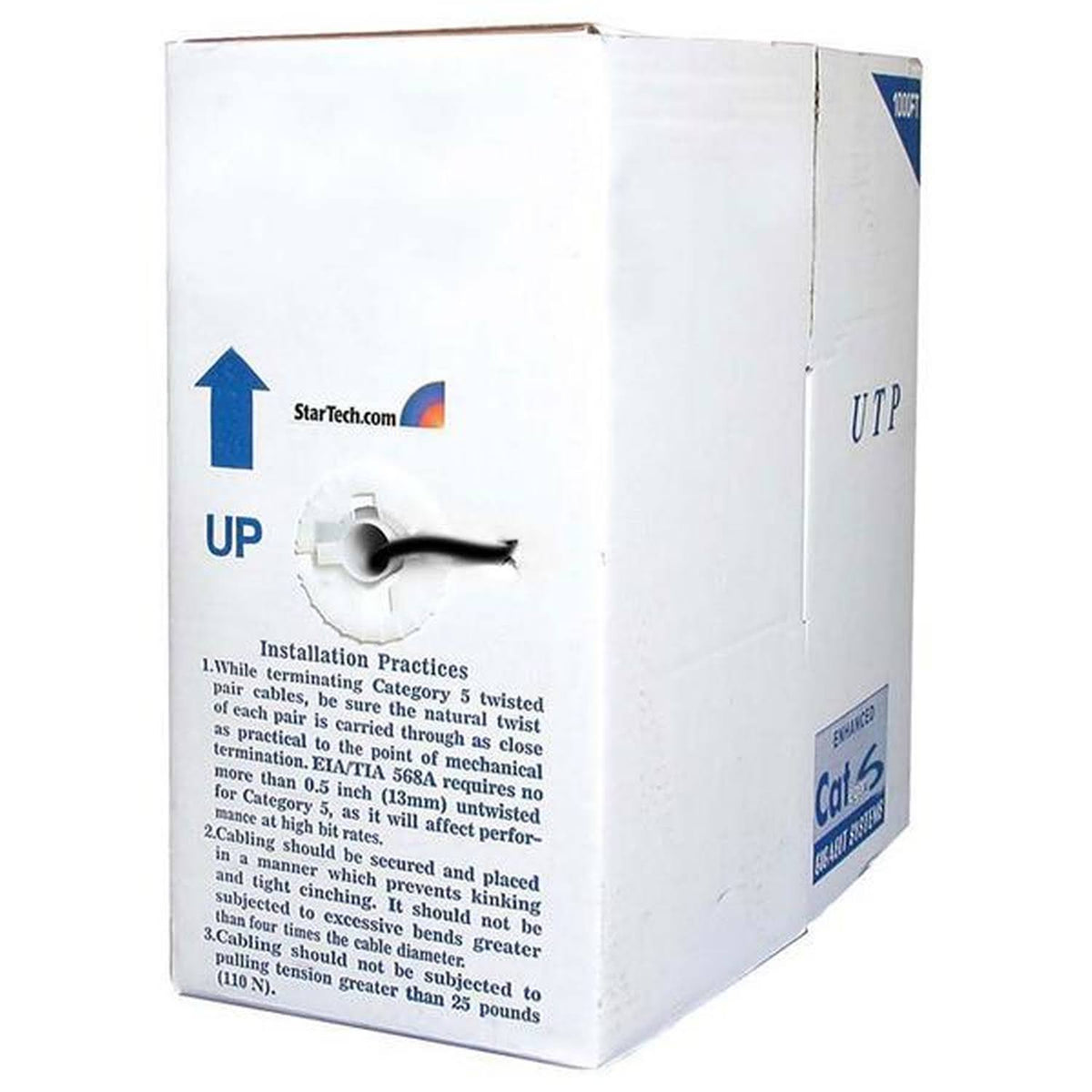 1000 ft Black Cat 6 Stranded UTP Patch Cable O2132