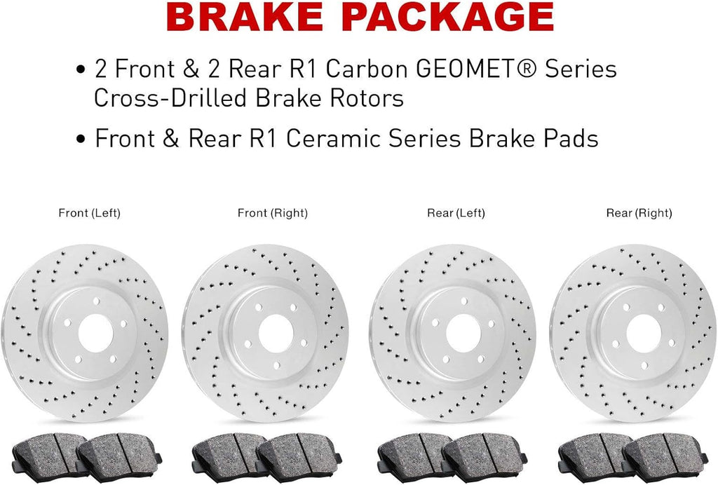 Carbon Series Cross Drilled Brake Rotors with Ceramic Brake Pads C24763