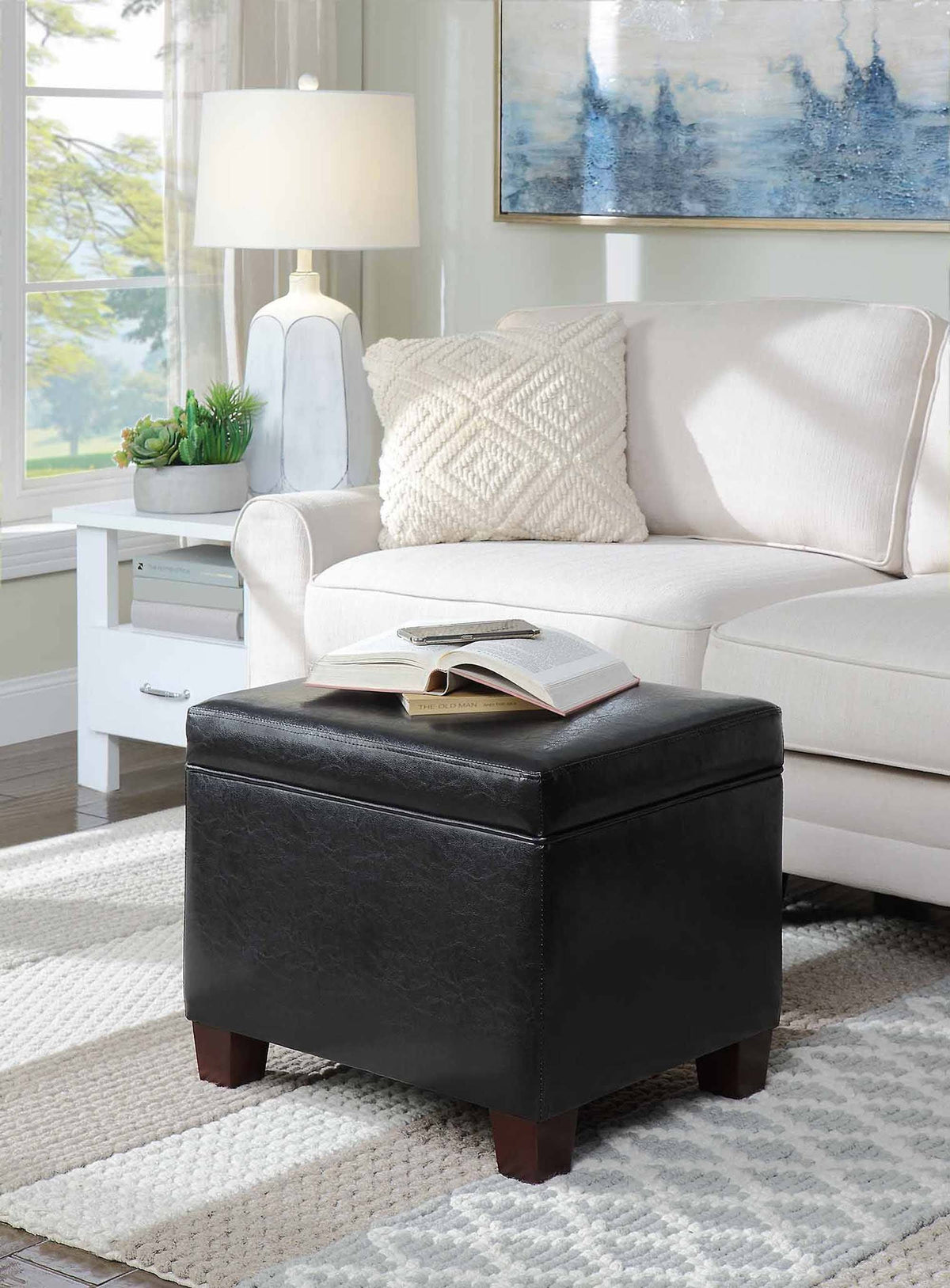 Black Storage Ottoman E8400