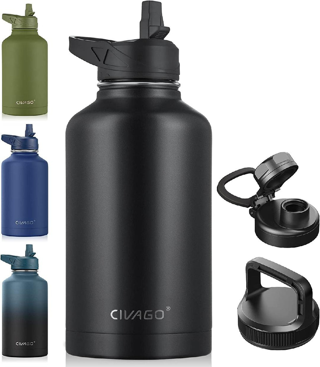 64 oz Insulated Stainless Steel Water Bottle with Straw V51955