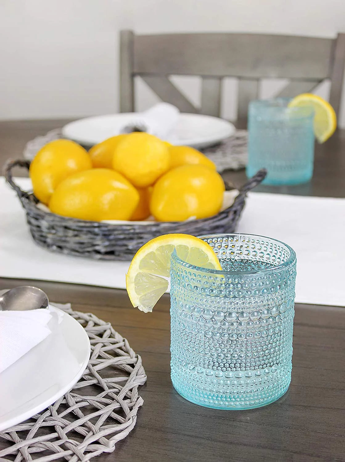 Blue 12oz 6pk Hobnail Drinking Glasses A531649