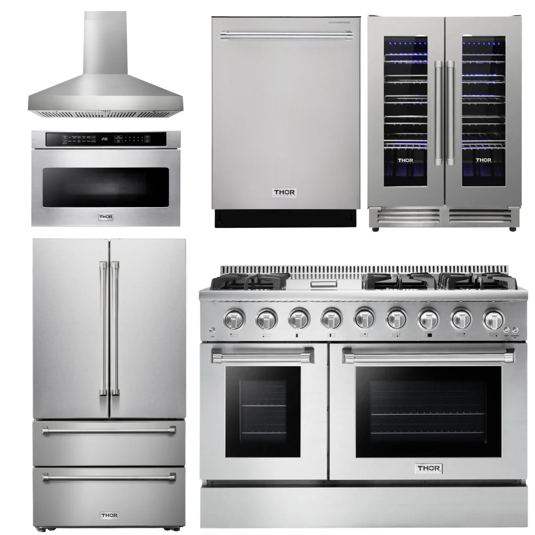 48 Gas Range, Range Hood, Refrigerator, Dishwasher, Microwave, Wine Cooler R530747