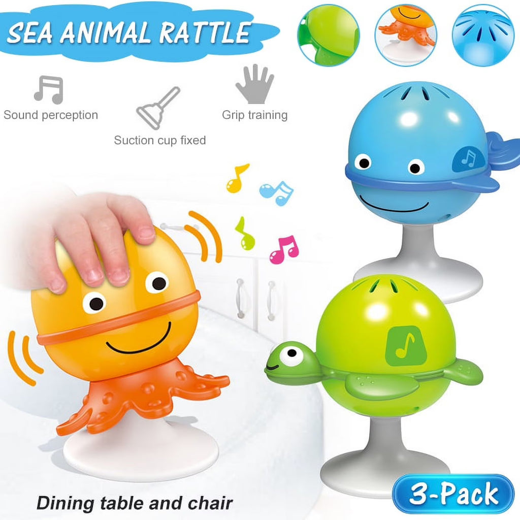 3 Pack Baby Rattles Set Suction Cup Toys V640419