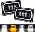 4x6 LED Headlight Halo with White DRL Amber Turn Signal Lights, Pack of 2 F560