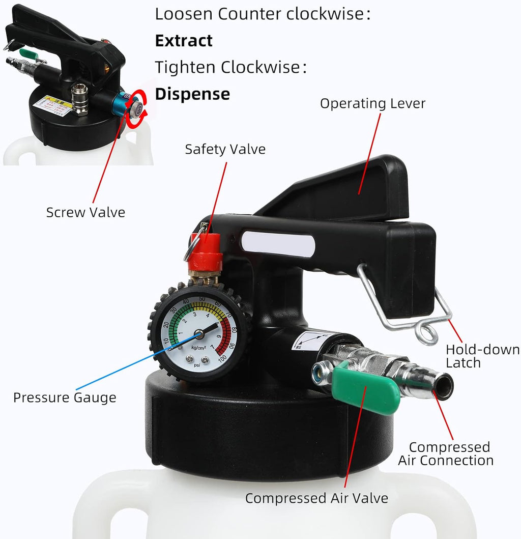 8L Pneumatic Transmission Fluid Pump with 20 PCS Filling Adapters X519