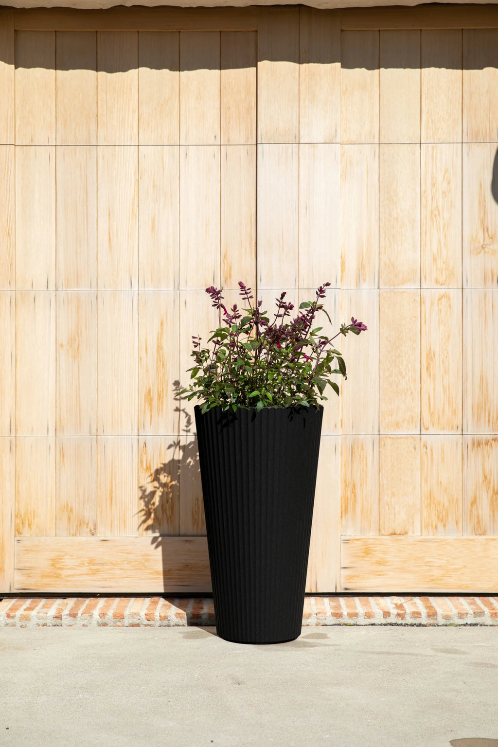 26" Tall Black Plastic-Stone Planter 2 Pack S10483