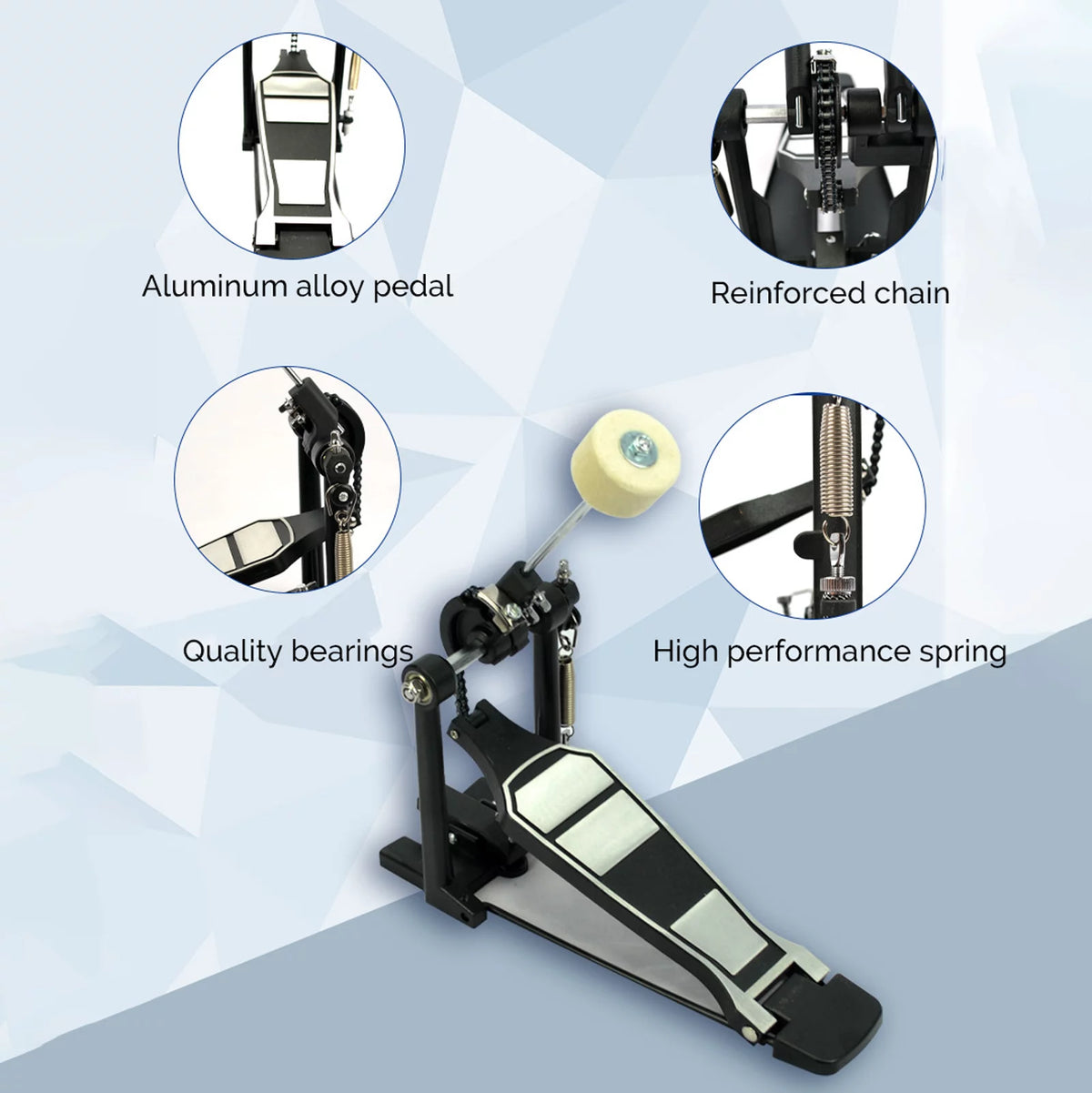 Drum Set Pedal with Drum Wool Beater D2112