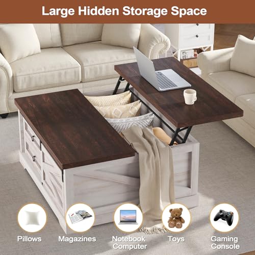 White Lift Top Coffee Table with Storage H24011