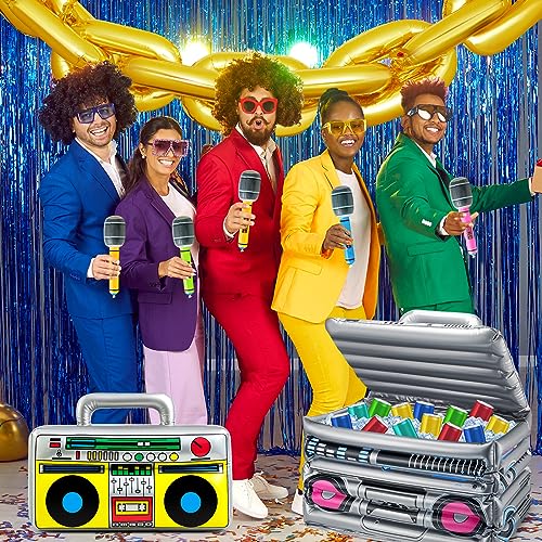 29 Pcs 80s 90s Party Decorations Inflatable Boom Box Beverage Cooler Gold Foil Chain Balloons E567088