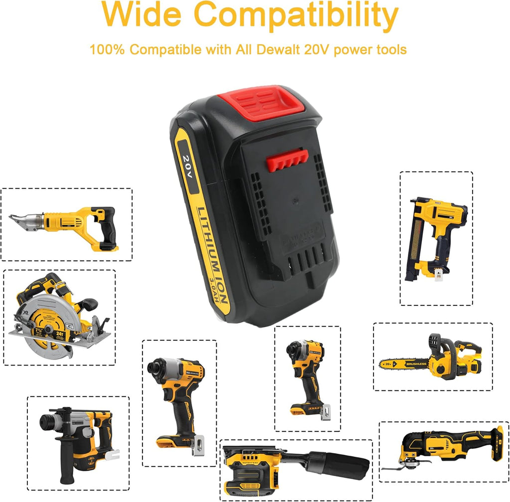 2Packs 20V 3.0Ah Battery and Charger Combo for Cordless Tools P297