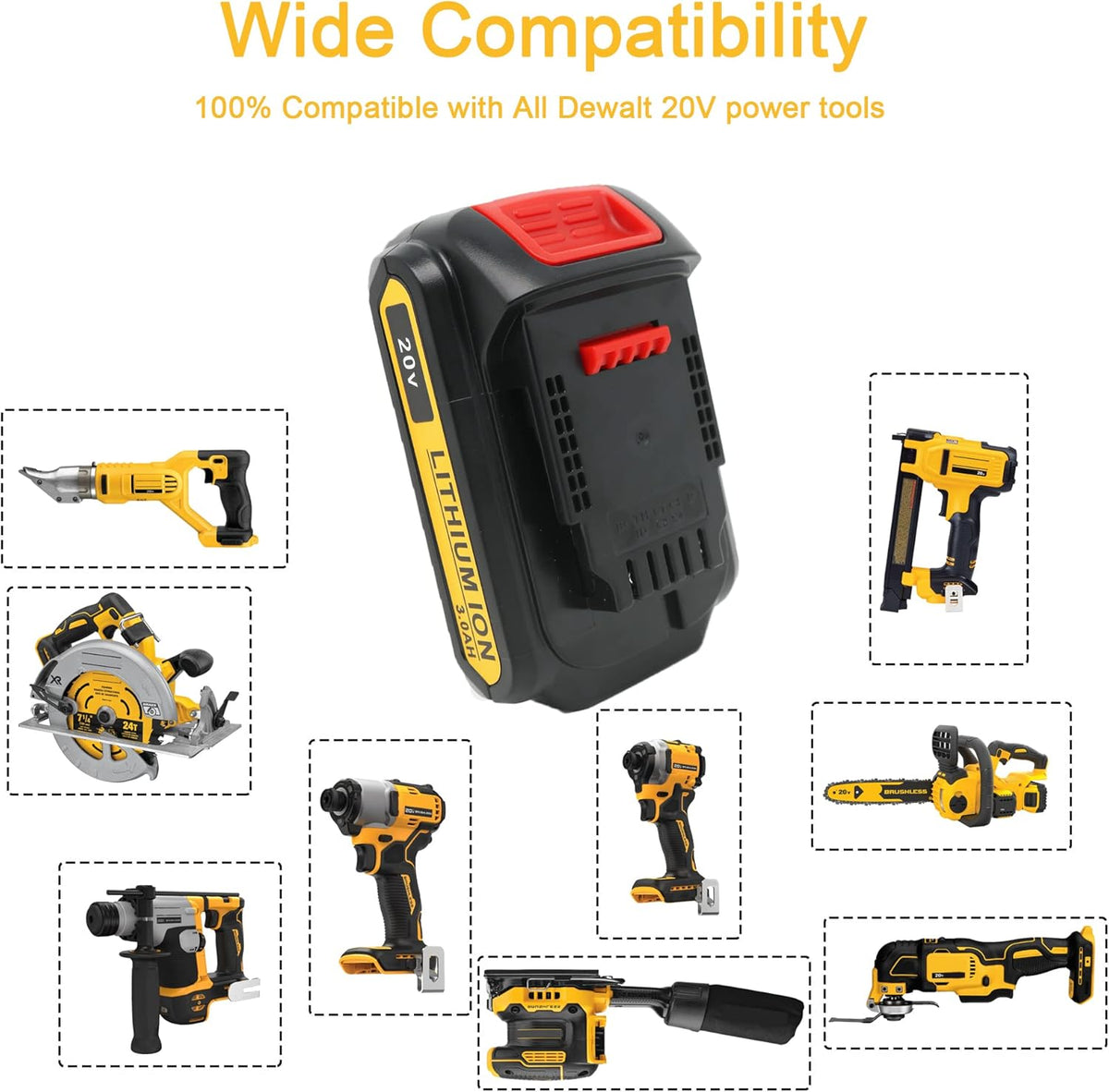 2Packs 20V 3.0Ah Battery and Charger Combo for Cordless Tools P297