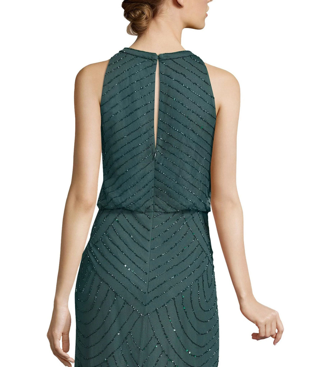 Beaded Keyhole Back Halter Gown O432616
