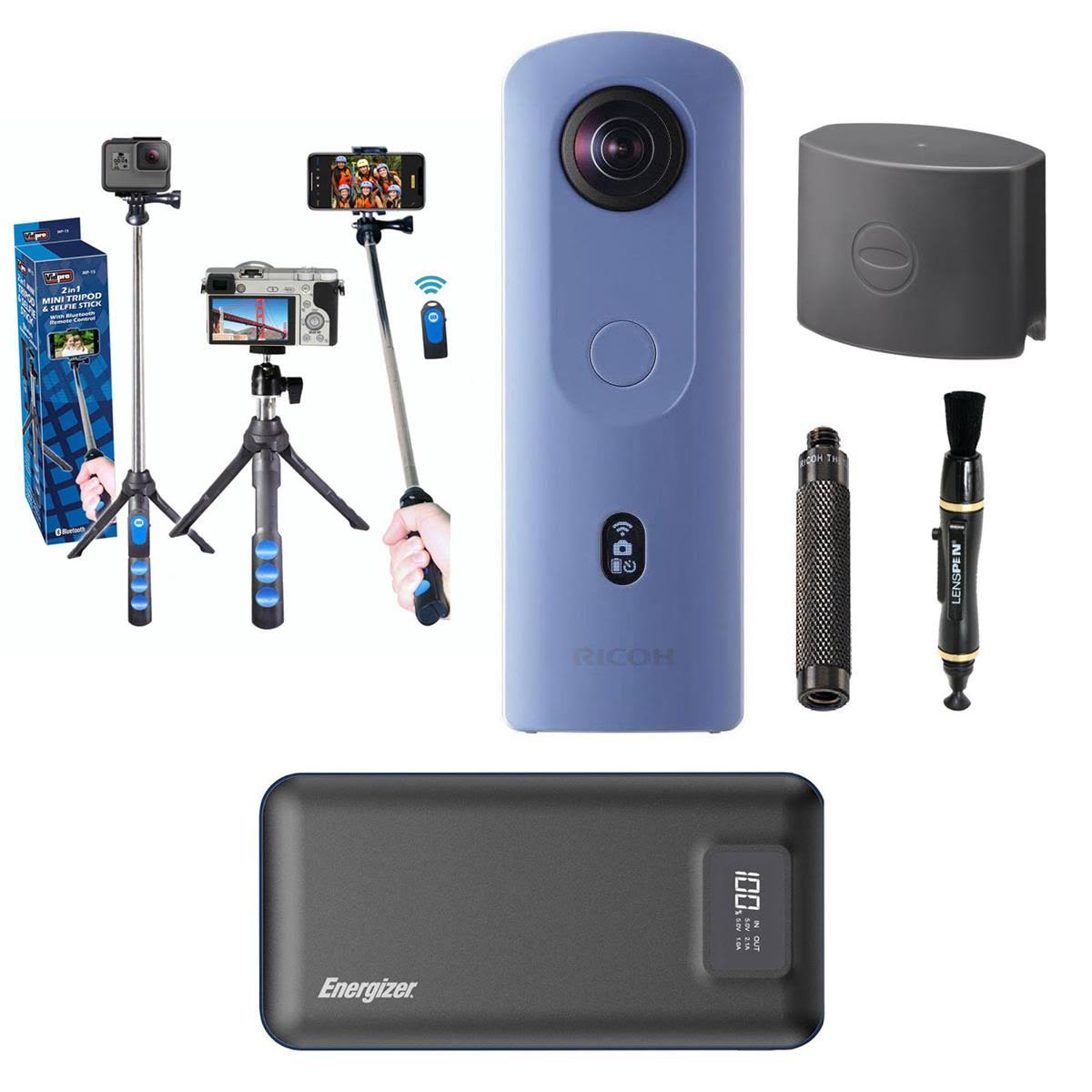 4K 360 Spherical Camera Blue with Mini Tripod R88206