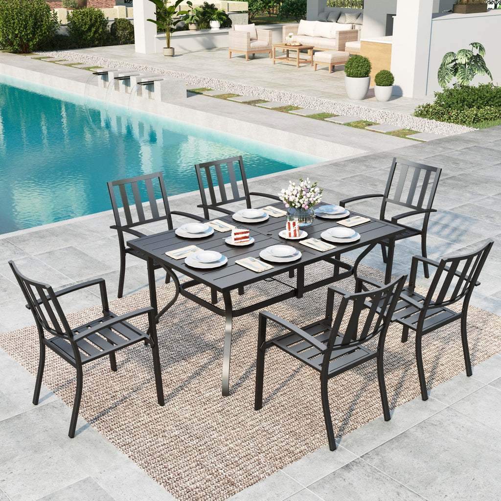 7-Piece Outdoor Dining Set for 6-Person Black L18042