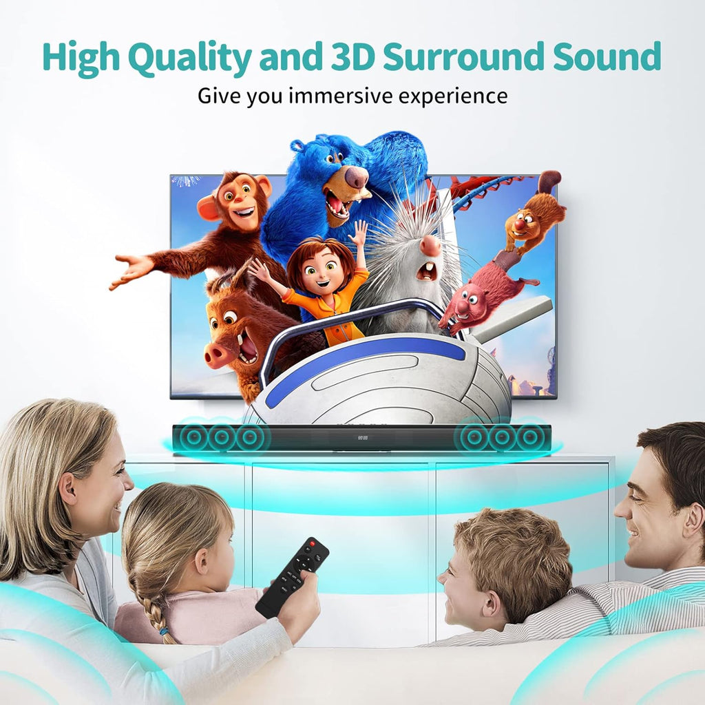32-Inch Sound Bar with HDMI/Opti/COA/USB/AUX, 5.0 Bluetooth, 3 Modes, Wall Mountable K12119
