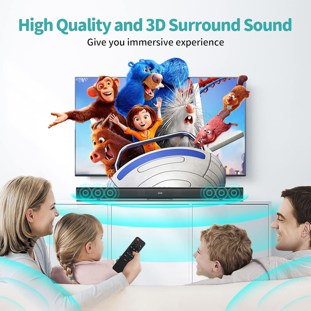 32-Inch Sound Bar with HDMI/Opti/COA/USB/AUX, 5.0 Bluetooth, 3 Modes, Wall Mountable K12119