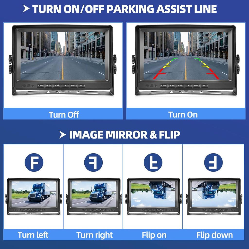 9 Inch HD 1080P Split Screen DVR Monitor Wired Rear View Camera D5055