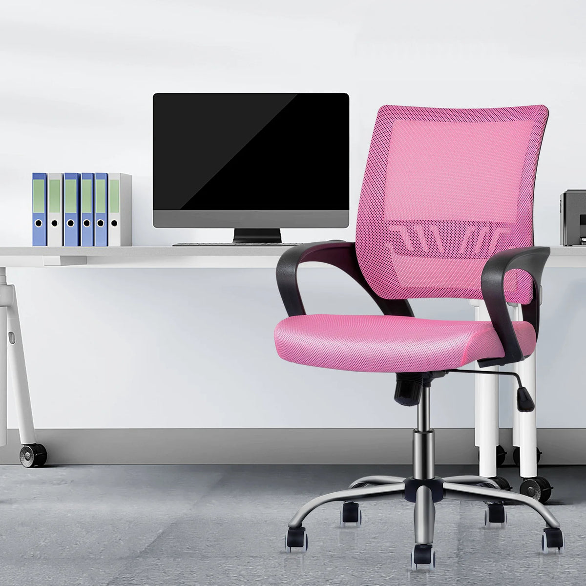 Pink Mesh Office Chair with Armrests Z315