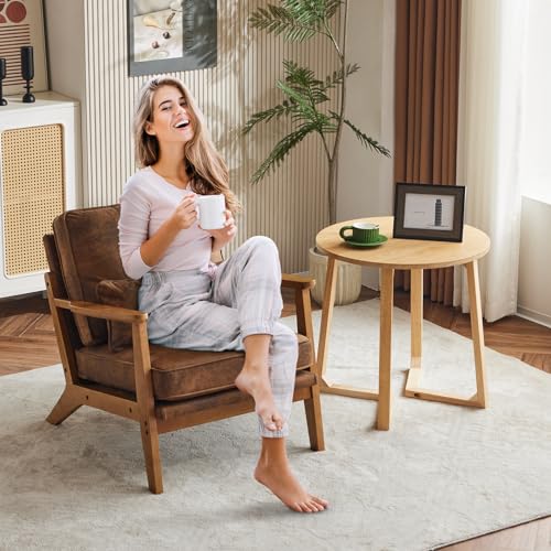 Brown Accent Chair with Lumbar Pillow V4145