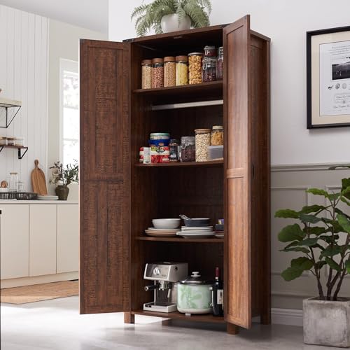32'' Dark Rustic Oak Storage Cabinet with Adjustable Shelves B653