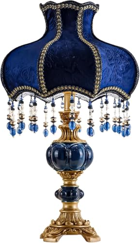 Fabric Lampshade Antique Varnished Resin Table Lamp V492578