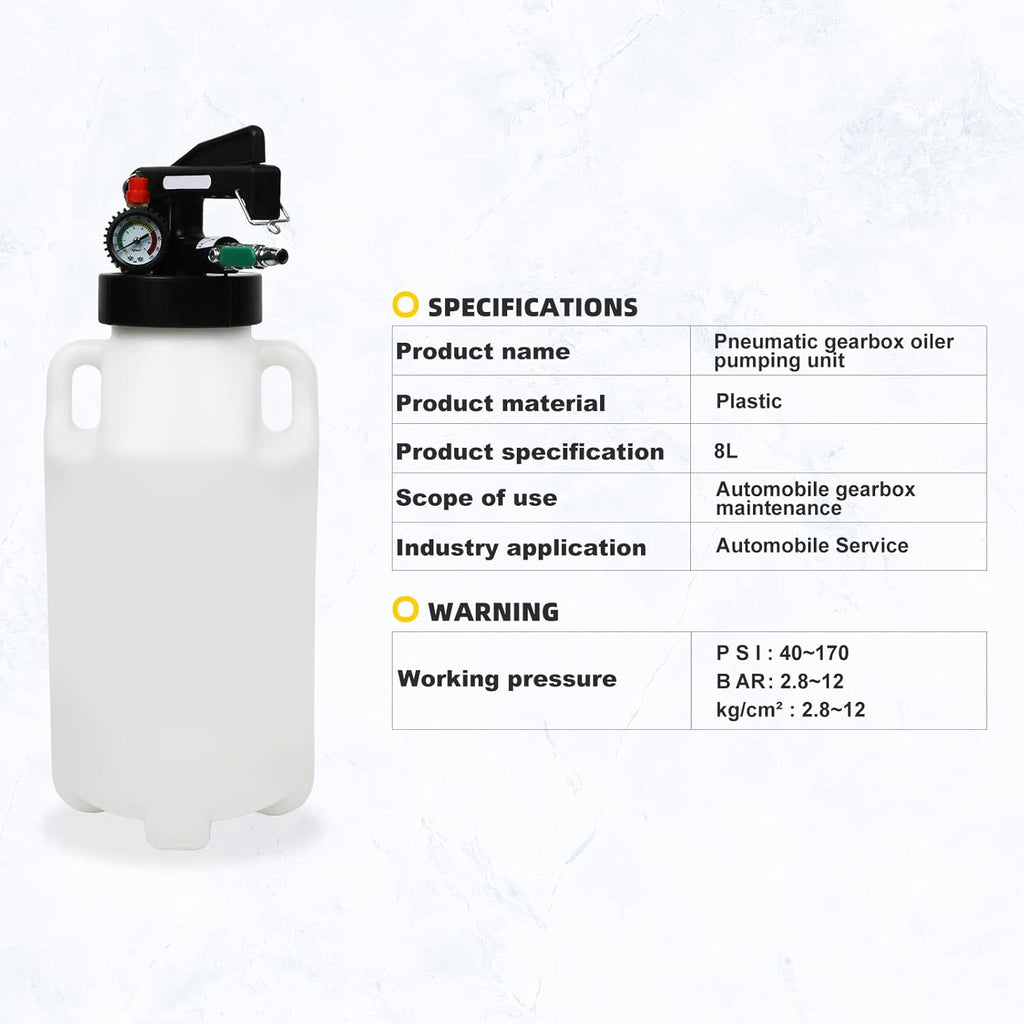 8L Pneumatic Transmission Fluid Pump with 20 PCS Filling Adapters X519