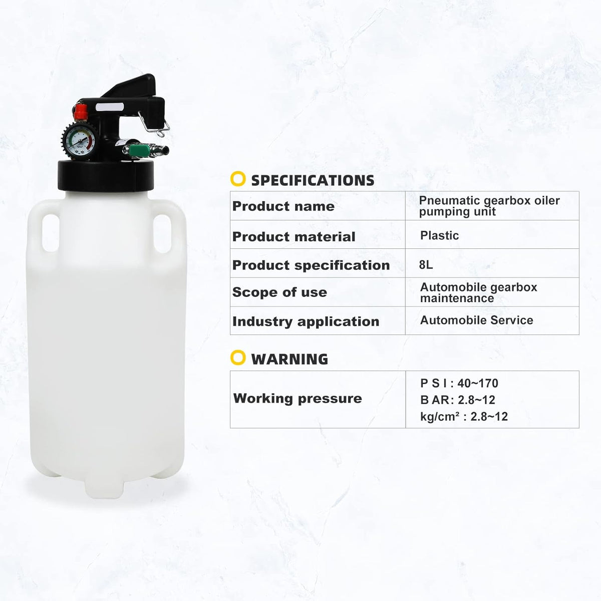 8L Pneumatic Transmission Fluid Pump with 20 PCS Filling Adapters X519