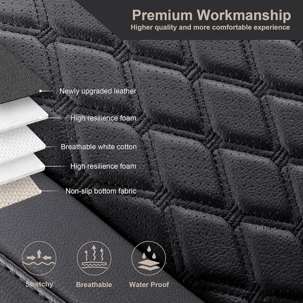 Pu Leather Car Seat Covers Full Set for Toyota RAV4 Hybrid 2019 2020 2021 2022 (Black) M8731