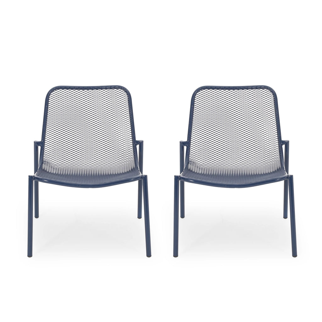 Matte Navy Blue Outdoor Dining Chair Set of 2 W754085