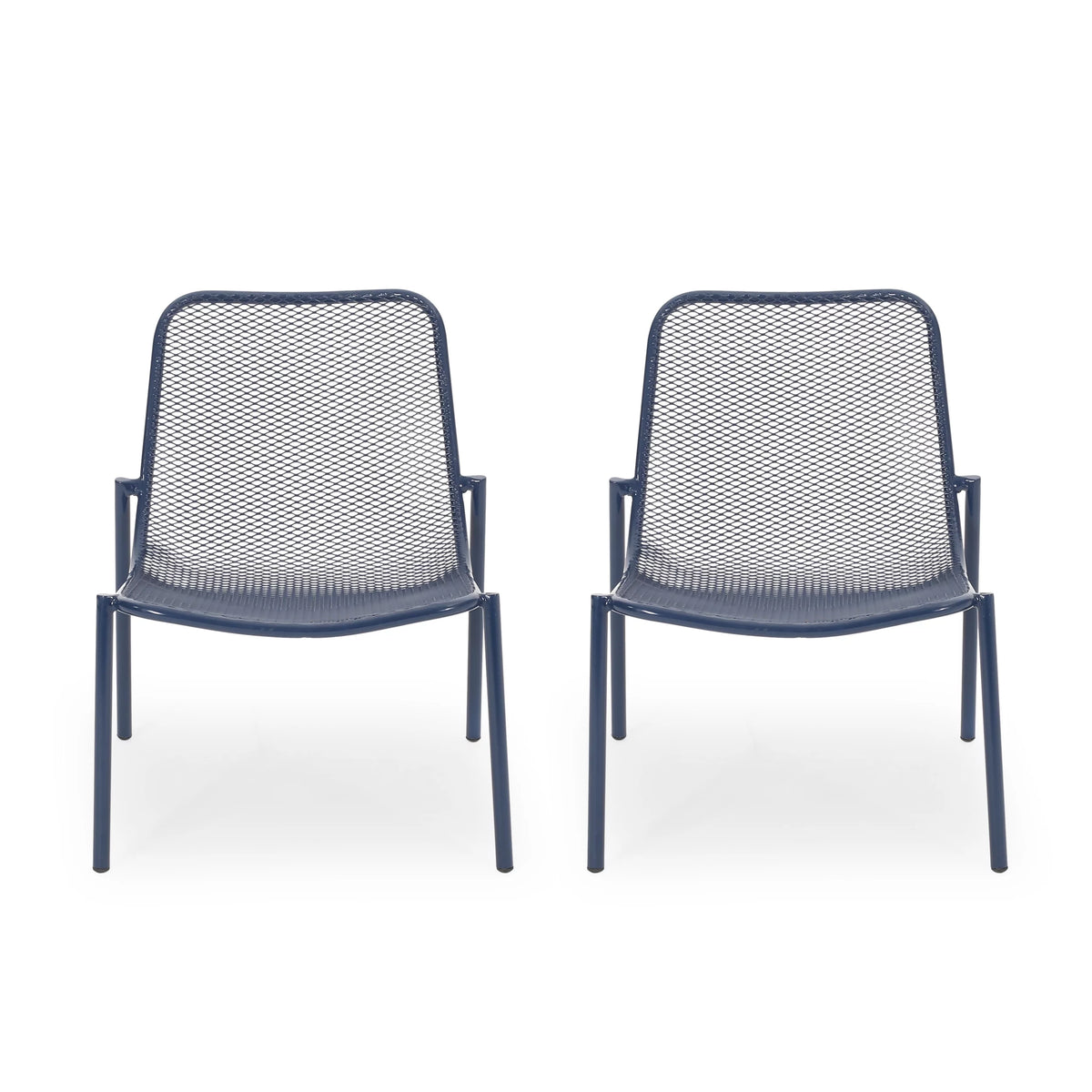 Matte Navy Blue Outdoor Dining Chair Set of 2 W754085