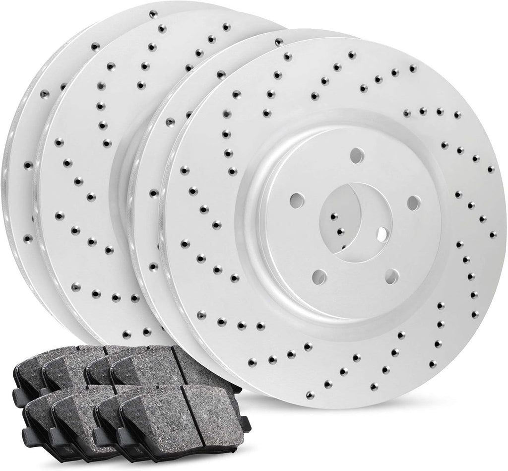 Carbon Series Cross Drilled Brake Rotors with Ceramic Brake Pads C24763