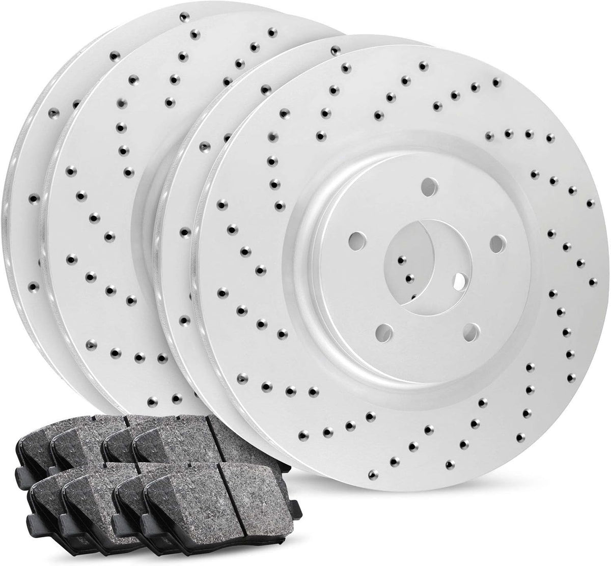 Carbon Series Cross Drilled Brake Rotors with Ceramic Brake Pads C24763