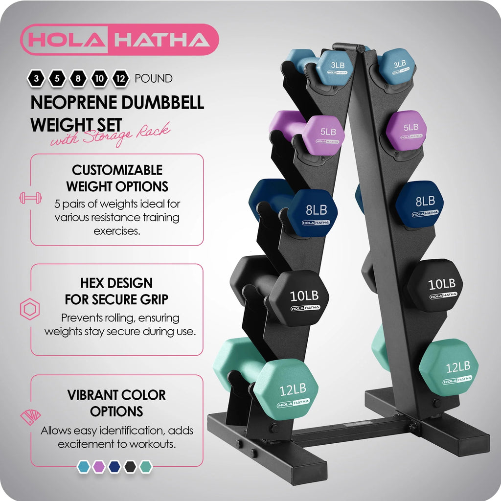 Neoprene Dumbbell Weight Set with Rack M59596