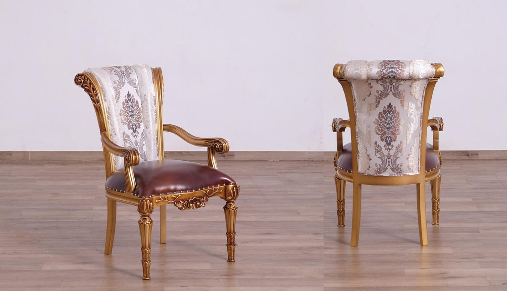 Antique Bronze & Pearl Arm Chair Set 2Pcs S970984